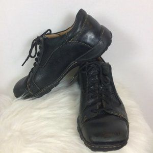 BORN Mens Oxford Shoes Black Leather Square Toe Low Top Lace Up 10M